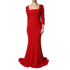DOLCE & GABBANA Dress Red Viscose Sheath Bodycon Long Mermaid IT40/US6/S 4130usd