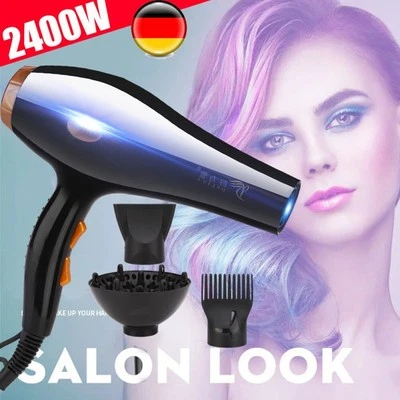 MARKENLOS Ionen Föhn Haartrockner mit 3 Diffusor Haarfön Profi Fön Ionen Hair Dryer 2400W