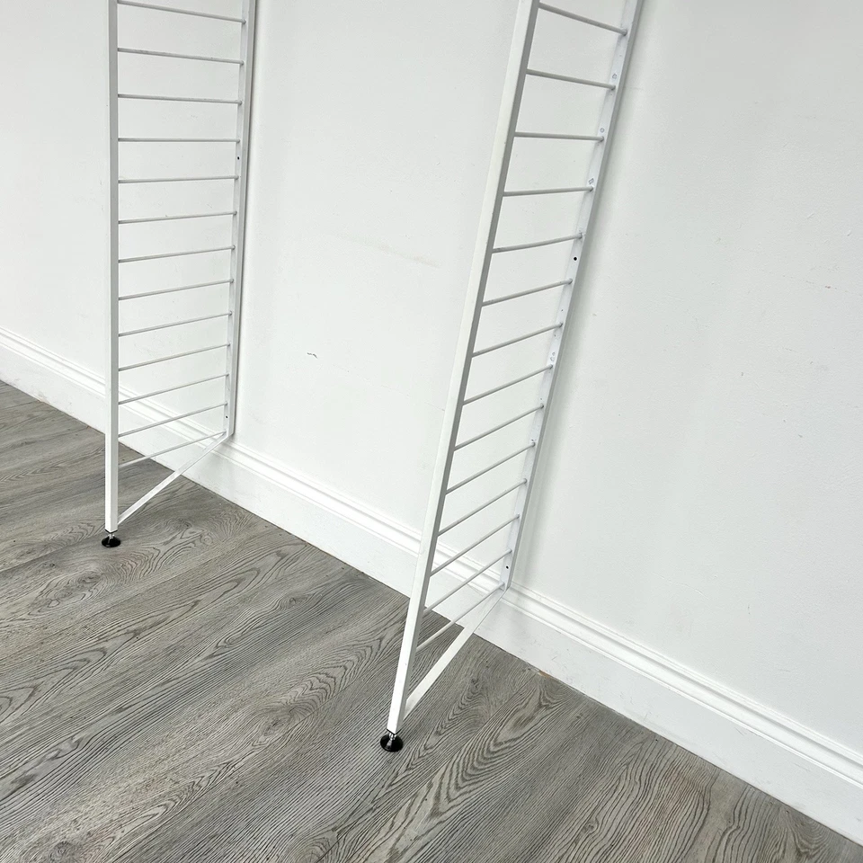 2 x Staples Ladderax white metal retro upright ladder sections  - Image 3 of 4