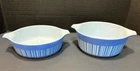 Vintage Pyrex Blue Stripe Barcode 1966 Promo Casserole Set 471 & 472 Rare MCM