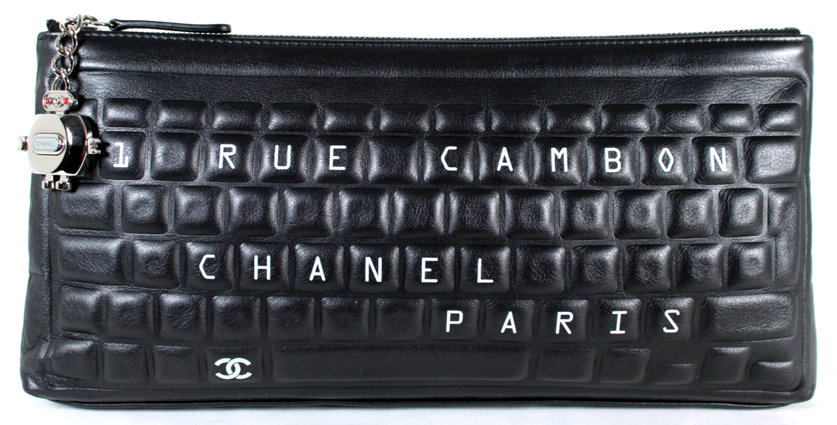 CHANEL 17S Data Center Black Lambskin Leather KEYBOARD Small Zip