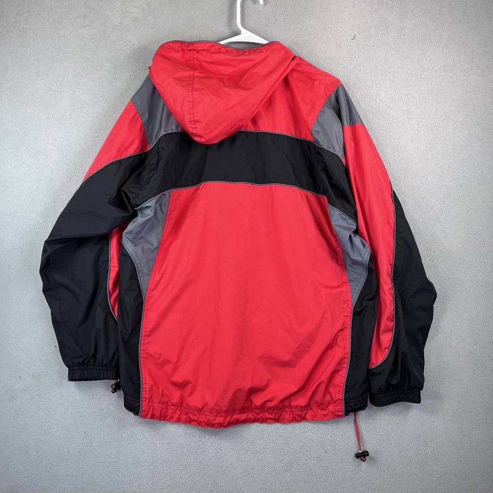 Jaqueta Diadora Masculina Média Vermelha Preta Cinza Pulôver com Capuz Quebra-Vento Atlético - Imagem 3 de 4