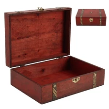 Wooden Pirate Treasure Chest Jewelry Box Gift Organizer Container Rings New