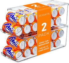 2 Pack Soda Can Organizer for Refrigerator, Stackable Canned Food Pop Cans Conta