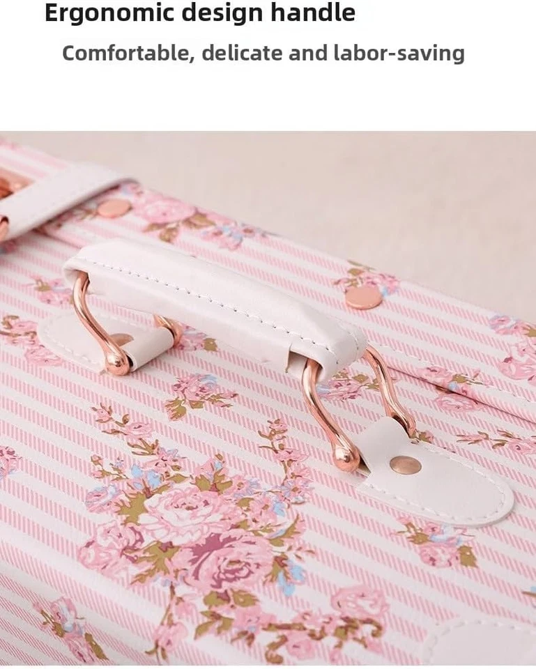 Juego de maletas vintage para mujer 2 piezas rosa diseñador carcasa rígida giratoria TSA Appr Foto 4 de 4