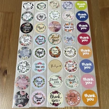40pcs Cute Thank You Stickers  1” Small Business for Decorate Envelopes Sealing