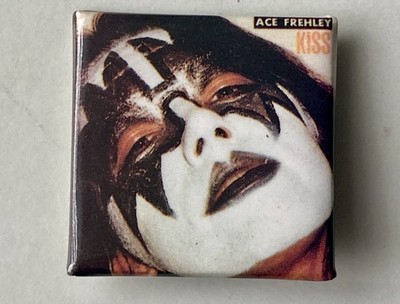 ACE FREHLEY KISS VINTAGE SQUARE SHAPED PIN BADGE MADE IN CANADA