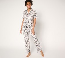 Ocean Pacific Short Sleeve Notch Collar  Pant Pajama Set Surfboard Palm 2X New