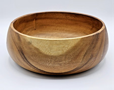 Wooden Bowl Salad Fruit 9" Diameter Some Scuffs Scratches Nice Grain Coloring
