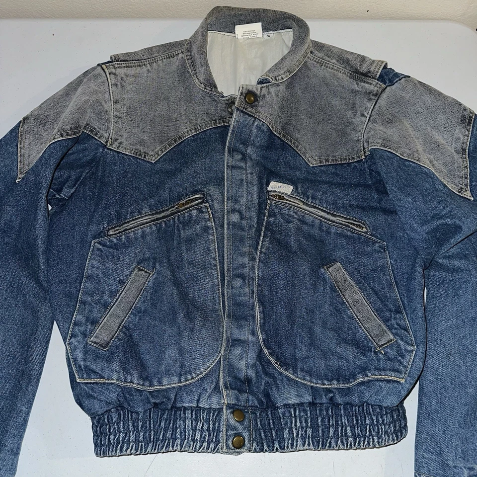Vintage 80s GUESS Marty McFly Jacket Two Tone Denim Jean Georges Marciano Sz S - Image 3 of 4