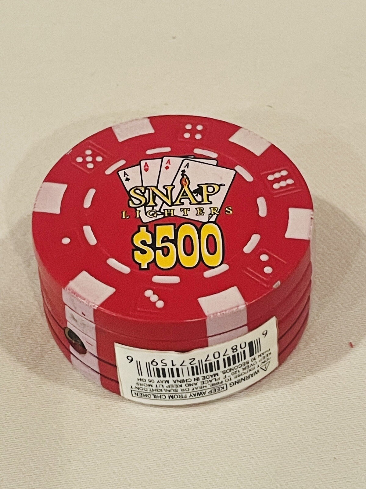 Vintage SNAP Lighters Poker Chips Pocket Lighter Stack of 5 500 EUC