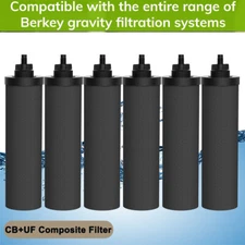 6xBlack Replacement Water Filter For Gravity-Fed Filter Stainless Steel Systems