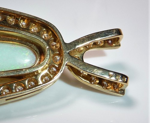 Anhänger 585 Gold 10.00 ct Opal - Australian Crystal Opal + 1.0 ct. Diamanten - Picture 7 of 12