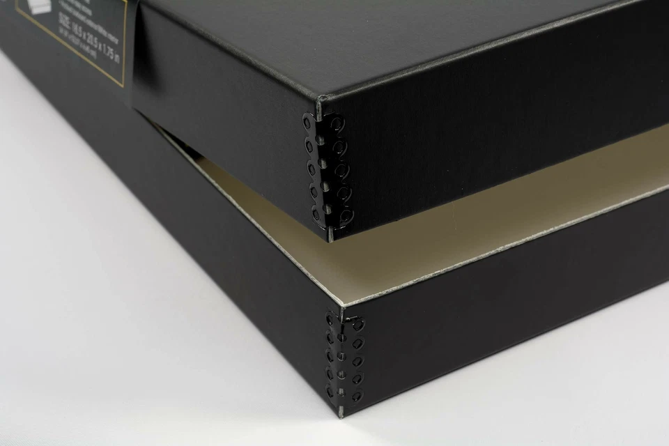 Caja de almacenamiento Lineco Archival Folio borde metálico archivo boxboard sin ácido 16x20x2 Foto 3 de 3