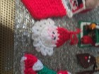 Vtg Plastic Canvas Yarn Christmas Ornaments & Knitted Or Crochet Santa Stockings — photo 3