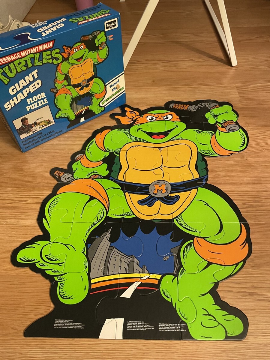 Vintage 1990 RoseArt Floor Puzzle Michelangelo TMNT Teenage Mutant