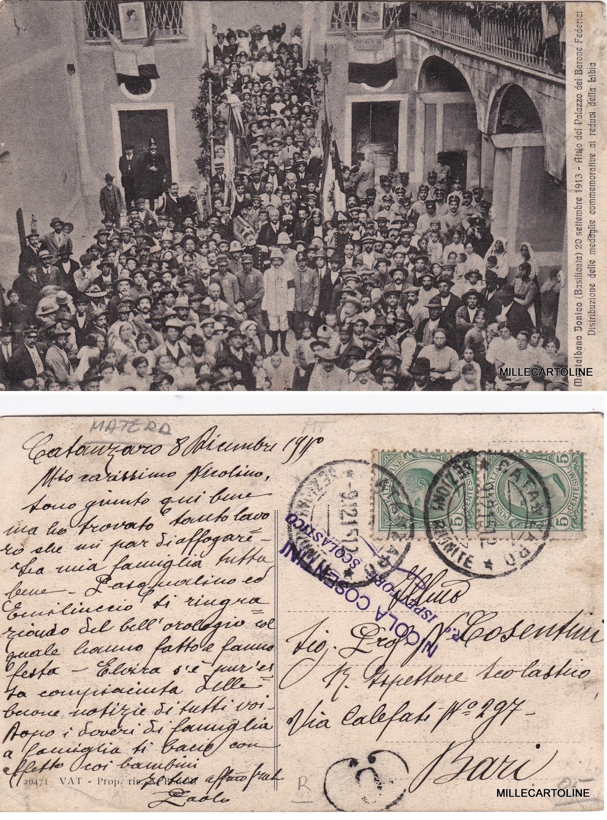 # MONTALBANO JONICO: 20 sett. 1913 DISTRIBUZIONE MEDAGLIE REDUCI DELLA LIBIA