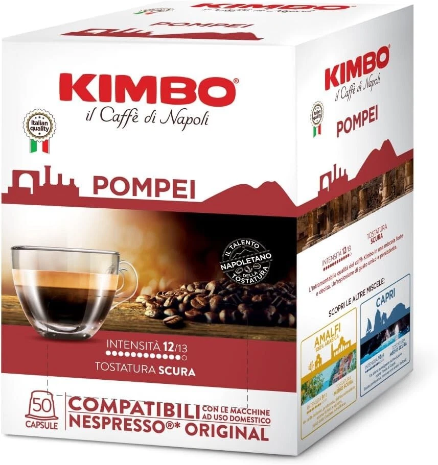 300 Capsule Caffe Kimbo Miscela POMPEI Compatibili Nespresso Tostatura Scura.