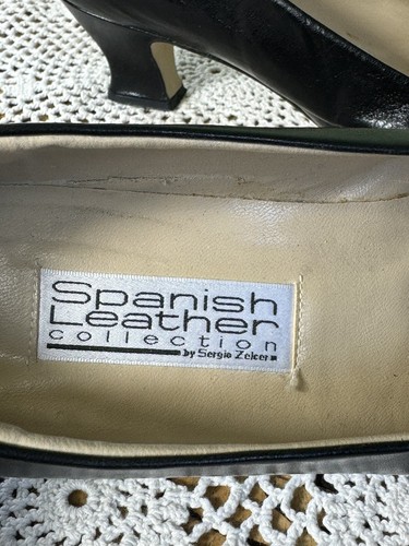 Spanish Leather By Sergio Zelcer Black Satin High Heel Pumps 10N 828 - Picture 4 of 9