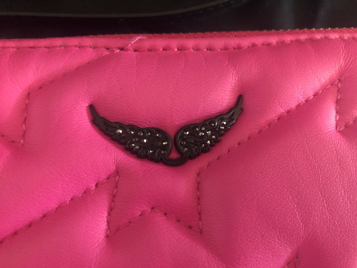 NEW ZADIG & VOLTER PINK UMA ZV QUILTED LEATHER ZIGZAG NEW ZADIG & VOLTER PINK UMA ZV QUILTED LEATHER ZIGZAG