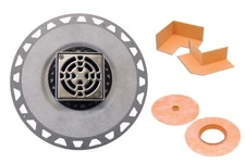 Schluter Systems KD2/PVC/E Kerdi Drain Kit with 4" Stainless Steel Square Grate