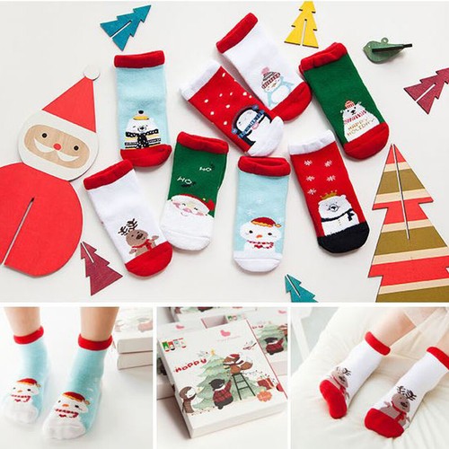 4Pack Cotton Christmas Holiday Novelty Ankle Socks Toddlers Boys Girls Kids - Picture 4 of 8