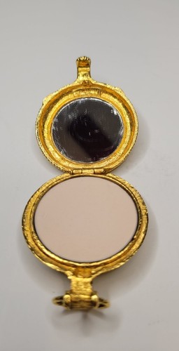Max Factor Vintage goldfarbene Taschenuhr Stil florales Design kompakt verspiegelt - Bild 9 von 12