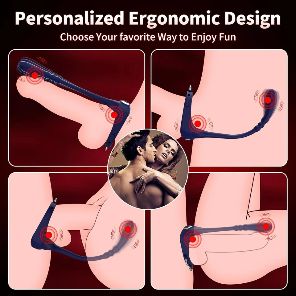 Vibrador pene anillo anal plug vibrador masajeador de próstata juguetes sexuales para hombres Foto 4 de 4