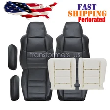 2002-2007 For Ford F-250 F-350 Lariat Front Perforated Leather Seat Cover Black
