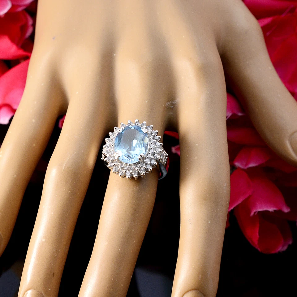 Ruhiger Zwielicht-Ring aus 925er Silber mit blauem Topas und Halbmond - Bild 3 von 4