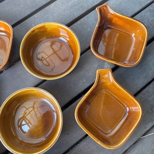 JAPAN Vintage Soup And Dessert Bowls Dark Orange Glaze - Picture 4 of 6