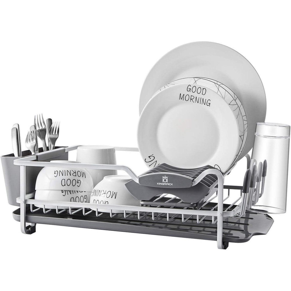 Dish Drainer Aluminum frame Utensil and Cup Holder Rust Free