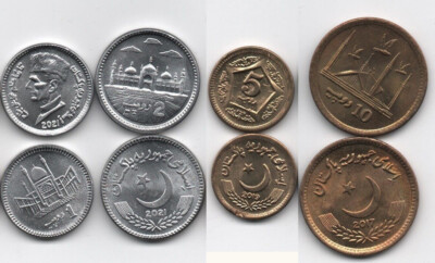Pakistan 4 Pcs UNC COIN Set,  1 2 5 10 Rupees 2016 2021