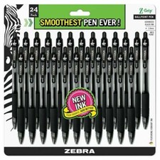 Zebra ZEB12221 Z-Grip Ballpoint Retractable Pen, Black - 24 Count
