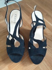 Black suede slingback court shoes with bow by GUESS US 8.5M UK 6.5