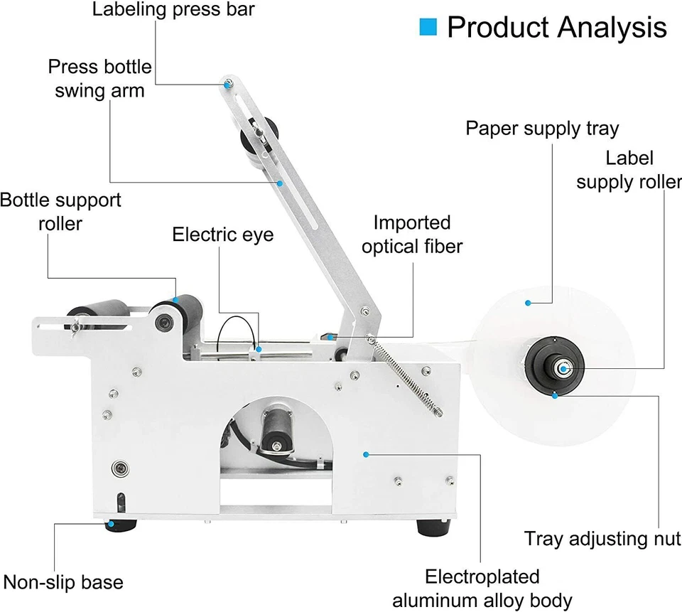 Etichettatrice semiautomatica per bottiglie rotonde GLT-50 20-40 PZ/min - Immagine 3 di 4