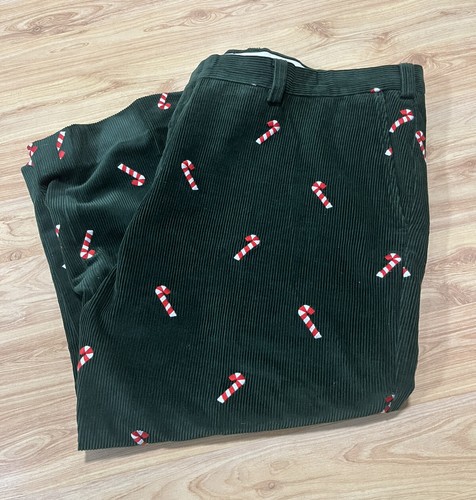 ORVIS HOLIDAY INSPIRED COTTON CORDUROY CASUAL PANTS CANDY CANES UNCOMMON SIZE - Picture 2 of 5
