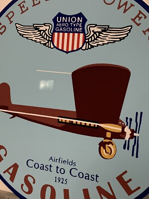 #ad #ad Vintage Style Union Aviation Speed amp; Power Gasoline Heavy Steel Metal Sign $55.00