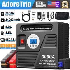 AdoreTrip 3000A Car Jump Starter 150PSI Air Compressor Battery Charger Booster