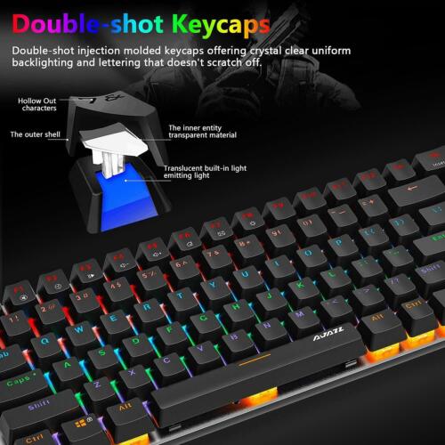 TKL Mechanical Gaming Keyboard 82 For PC/Laptop Gamers and Typists Blue Switch - Picture 2 of 24
