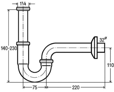 Viega Chiusura Odore Sifone A Tubo Lavandino Sifone Set Scarico DN32 - Foto 7