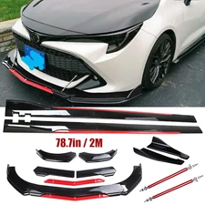 For Toyota Corolla Front Bumper Lip Splitter Spoiler Side Skirts Glossy Black