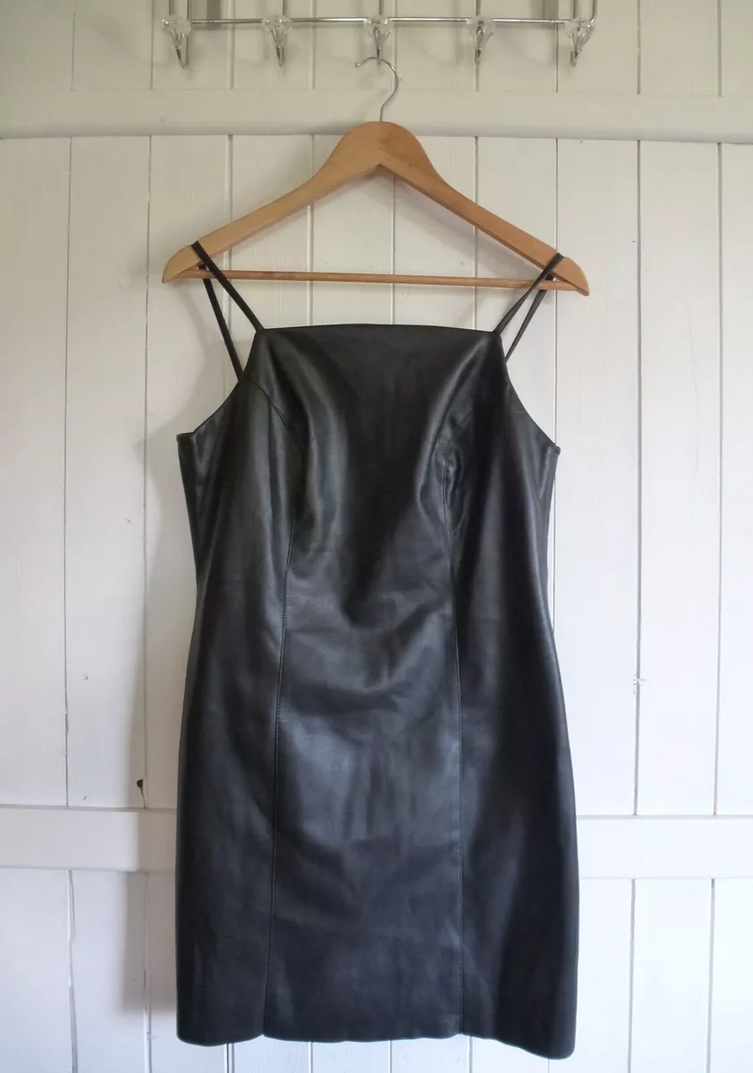 Topshop black leather dress sale