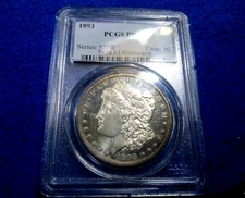 1893 P MORGAN DOLLAR VAM 8 DOUBLE PROFILE ULTRA RARE PROOF 61 CAMEO REV PCGS PQ+