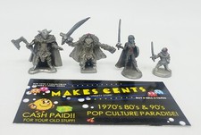 Vintage 80's Ral Partha Pewter - Lot Of 4 Warrior Mini Figure - DND, LOTR