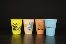 Vintage Set of 4: Momma and Baby and Dr Dactyl with Drums Plastic cups