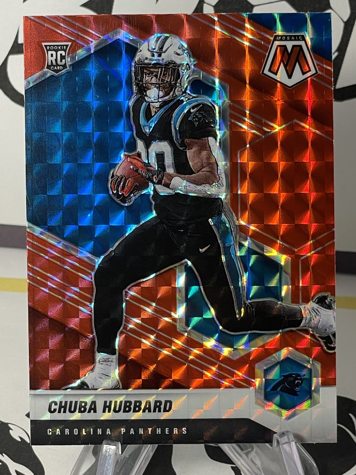 2021 Panini Mosaic Chuba Hubbard Red Prizm ROOKIE CARD #325 RC Carolina Panthers