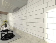 New White Wall brick Tile 12x12" Subway 10 Ct. Tool Bench Hardware Self Adhesive