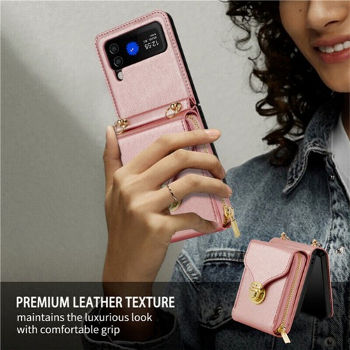 Zipper Wallet Purse Crossbody Phone Case For Samsung Galaxy Z Flip5 4 Flip 3 5G - Picture 38 of 67