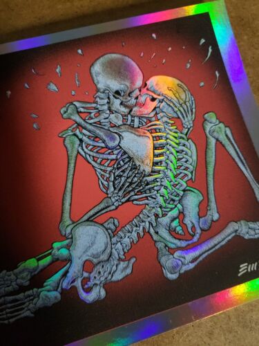 Foil EMEK Queens of the Stone Age Red Rocks Handbill Kissing Skeletons Print - Picture 10 of 10